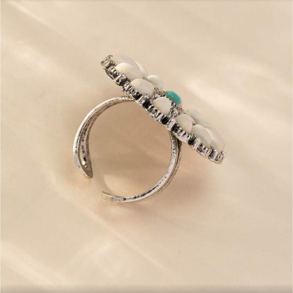 ✨NEW Vintage Style Silver tone Adjustable and Turquoise Ring - Picture 2 of 3